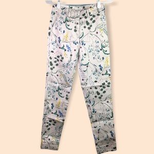 NWT H&M X Anna Glover Cotton Beige Floral Dress Pants Size 4